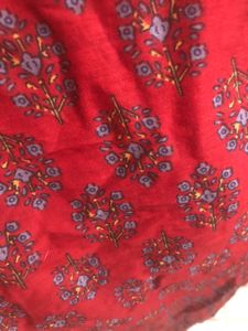 Red Floral Print Kurta