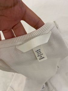 H&amp;M Ribbed White Crop Tank Top