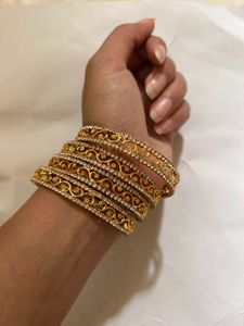 Elegant Gold Tone Bangle Set