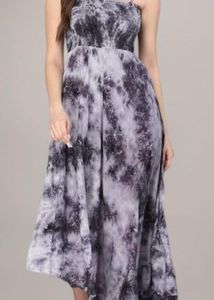 last price Tie-Dye Strapless Midi Dress