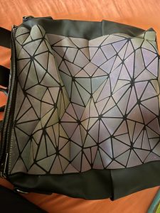 Geometric Holographic Backpack With Pouch