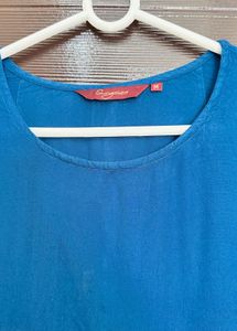 Teal Blue Kurta with Colorful Buttons