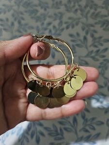 Gold Tone Coin Drop Earrings