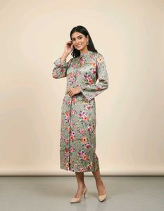Floral Print  satin Kurta