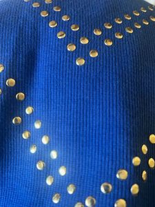 Blue Turtleneck with Stud Embellishment