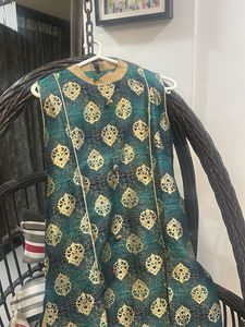Beautiful Teal Ethnic Kurta and Golden Ghagra
