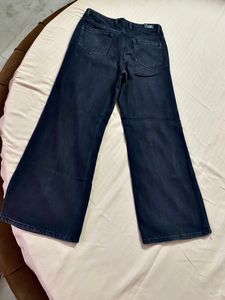Black Wide Leg High Rise Slash Knee Jeans
