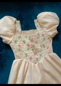 Floral Puff Sleeve Midi Dress