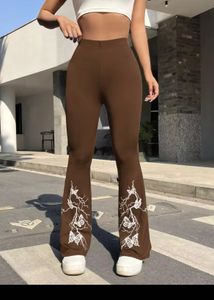 SHEIN Coolane Butterfly Print Flare Leg Trousers