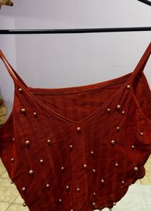 Chic Pearl Embellished Cami Top