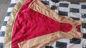 Red &amp; Gold Layered Ethnic Gown