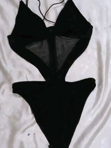 Sexy Black Mesh One-Piece Swimsuit