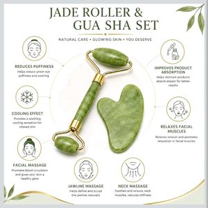Jade Facial Roller &amp; Gua Sha Set
