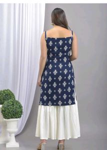 Elegant Navy Blue Printed Kurti
