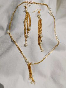 [FREE SHIPPING] Pearl &amp; Gold Chain Set