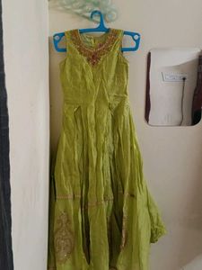 Green Ethnic Gown with Gold Embroidery