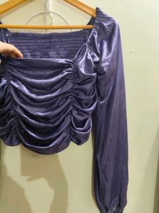 Purple Ruched Long Sleeve Top