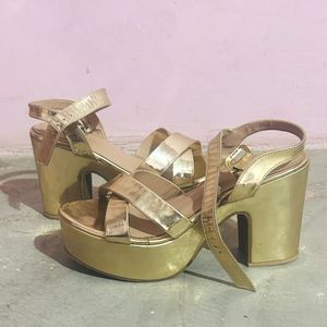 New Chic Metallic Golden Platform Sandals
