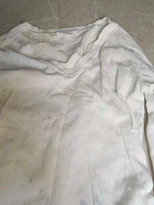 White V-Neck Knit Sweater