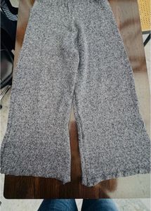 Gray Knit Wide Leg Pants