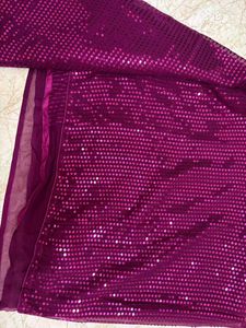Elegant Purple Sequin Saree..