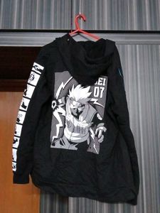Black Graphic Zip-Up Hoodie