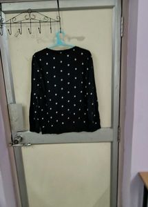 Black Polka Dot Long Sleeve Top