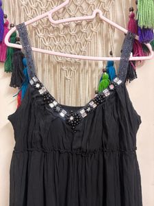 Stunning Black Embellished Tiered Dress