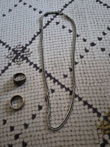 Silver Chain and Rings Set