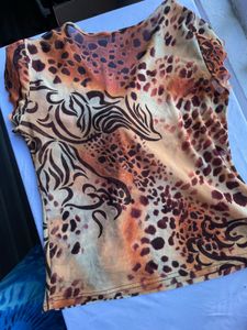 Leopard Print Tie-Front Blouse