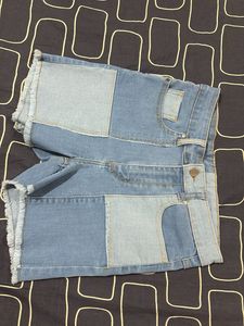 Patchwork Denim Shorts