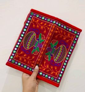 Embroidered Clutch with Mirror Work