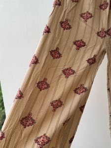 Patterned Wide Leg Pants
