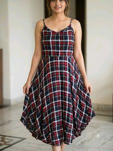 Red Plaid Spaghetti Strap dress