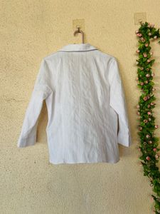 Classic White Striped V-Neck Top