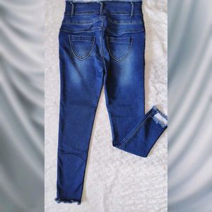 High Rise Blue Denim Skinny Jeans