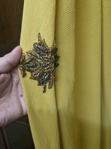 Elegant Mustard Draped Dress Size M