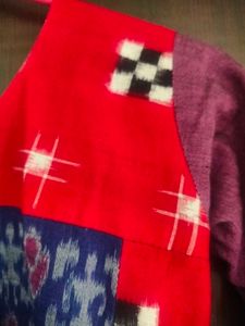 Beautiful Red &amp; Blue Ikkat Print Kurta