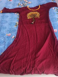 Maroon Anarkali Kurta with Tree Embroidery
