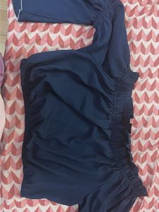 Chic Navy Blue Off-Shoulder Crop Top
