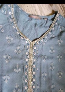 Elegant Blue Kurta with Embellishments