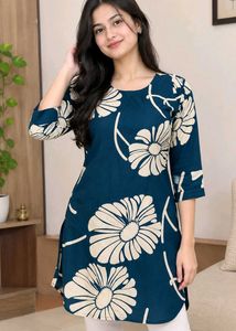 Navy Blue Floral Print Top