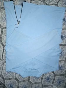 Light Blue "Natural" Zip Detail Top