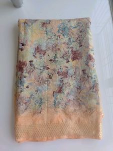 Floral Print yellow cotton brasso Saree