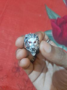 Silver Realistic Lion Ring (1pcs)