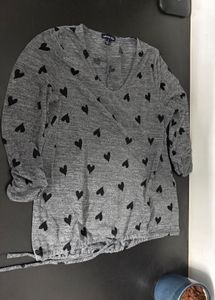 Cute Grey Heart Print Top
