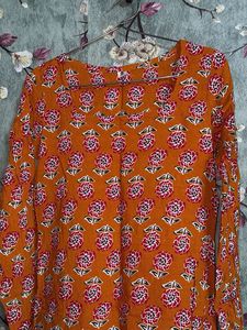yellow mustard Floral Print Kurta