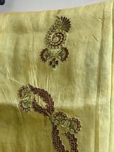 Custurd-Cream Saree with Maroon &amp; Gold Border