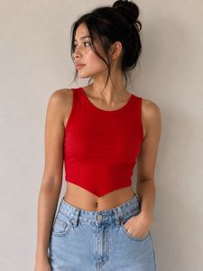 Vibrant Red Cropped Tank Top