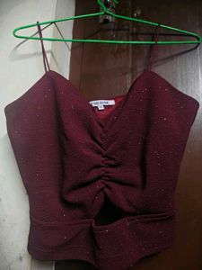 Fyre Rose Burgundy Sparkle Top | Size XS